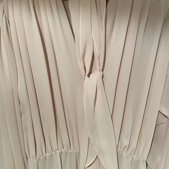 Vintage ivory micro pleated chiffon long maxi dress - Picture 3 of 5